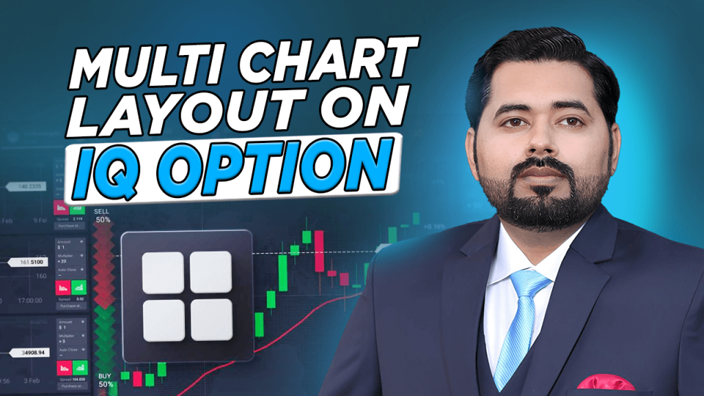 Kombinace rozvržení více grafů s indikátory pro obchodní nastavení na IQ Option